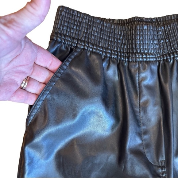 Y2K H&M Black Faux Leather Pants High Waist Wide-Leg Palazzo Women's Size 4 - Picture 9 of 10